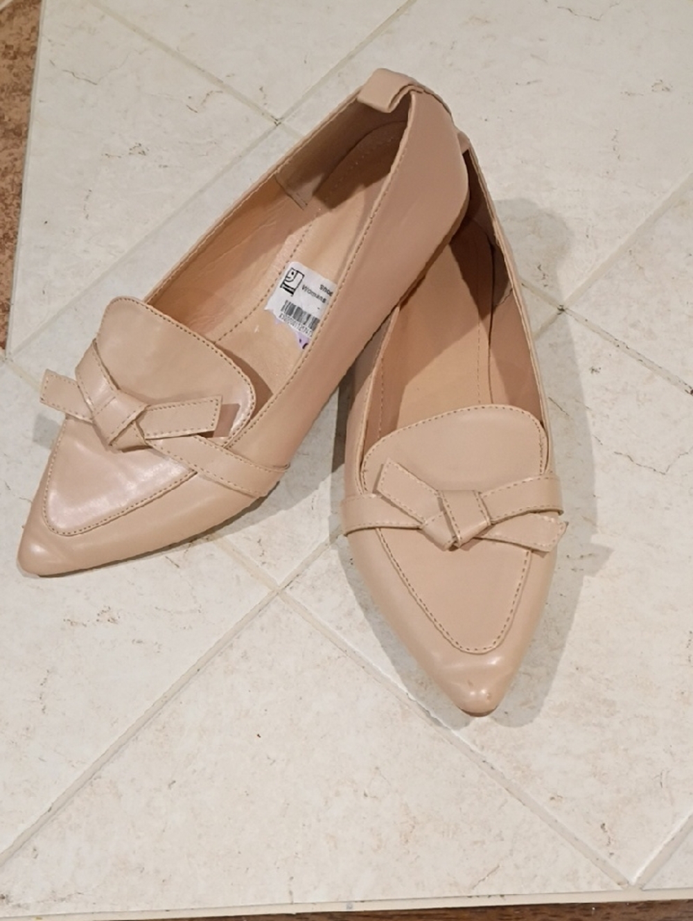 Pointed Toe Women’s Loafers in Nude Beige